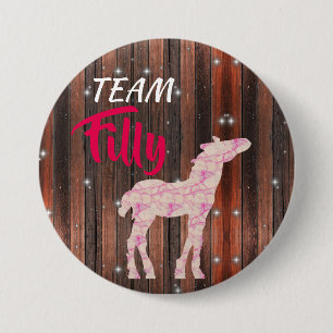 "Team Filly" Pink Gender Reveal 7.5 Cm Round Badge