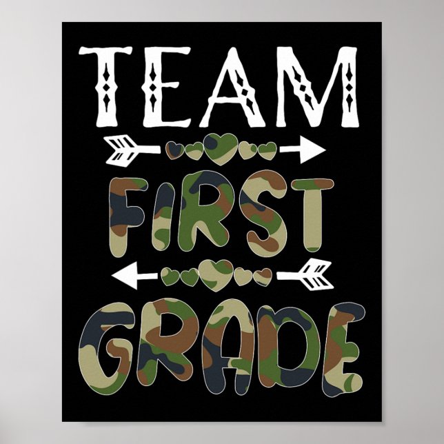 Team First Grade Back To School 1st Day Camo Teach Poster (Front)