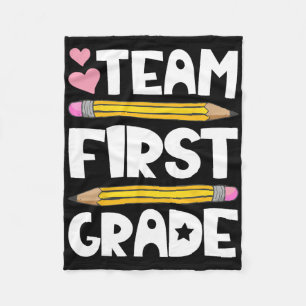 Team First Grade Fun 1st Byck To School Teacher St Fleece Blanket