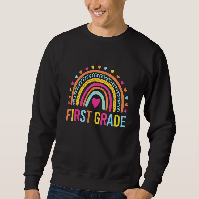 Team First Grade Squad Back To School Rainbow Kids Sweatshirt (Front)