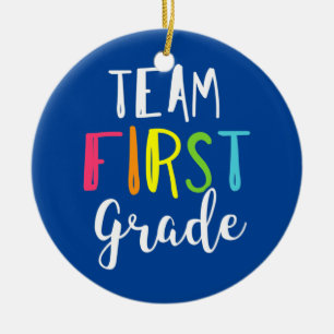 Team First Grade Teacher Back To School Kids Gift Ceramic Tree Decoration