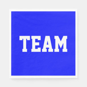 TEAM Fun Sporty White Athletic Text On Bright Blue Napkin