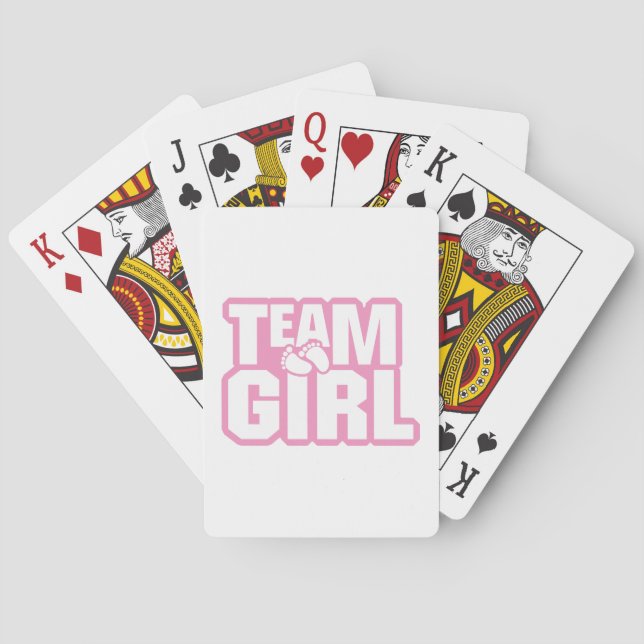 Team Girl Baby Shower Gender Reveal Party Pink Playing Cards (Back)