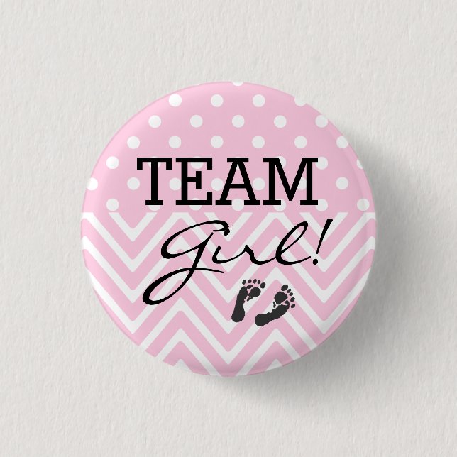 Team Girl Baby Shower Pink 3 Cm Round Badge (Front)