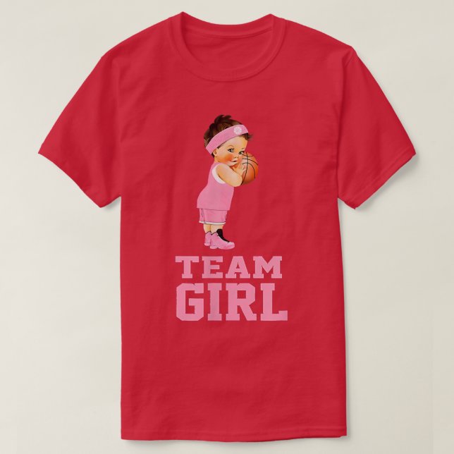 Team Girl Basketball Baby Gender Reveal  T-Shirt (Design Front)