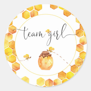 Team Girl Bee Theme Gender Reveal Stickers