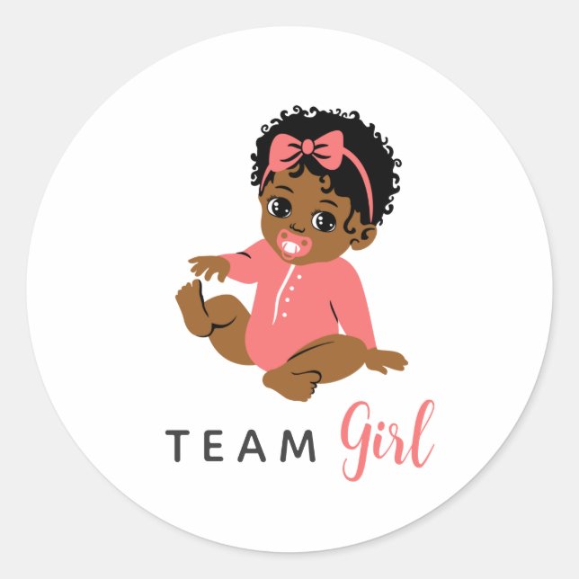 Team Girl Black Gender Reveal Pink Baby Stickers (Front)