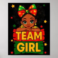 Team Girl Black Kids Gender Reveal Baby Announceme
