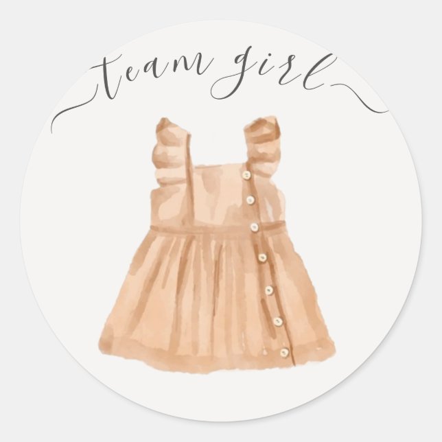 Team Girl Boy or Girl Boho Gender Reveal Classic Round Sticker (Front)