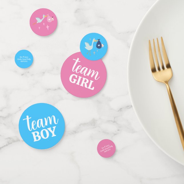 Team Girl Boy Pink Blue Gender Reveal Party Custom Confetti (Group)