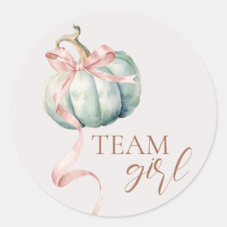 Team Girl Coquette Pumpkin Gender Reveal Sticker
