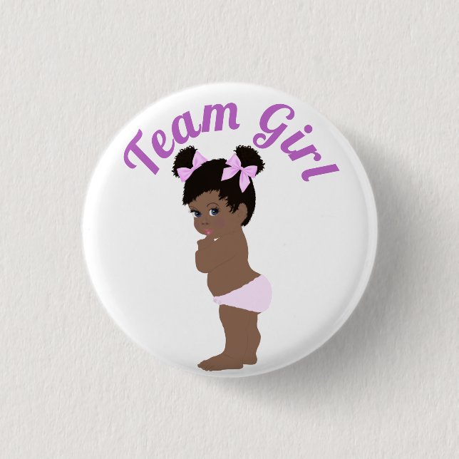 "Team Girl" Cute Baby Gender Reveal 3 Cm Round Badge (Front)