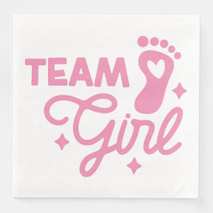 Team Girl Cute Girl Baby Shower Paper Napkin
