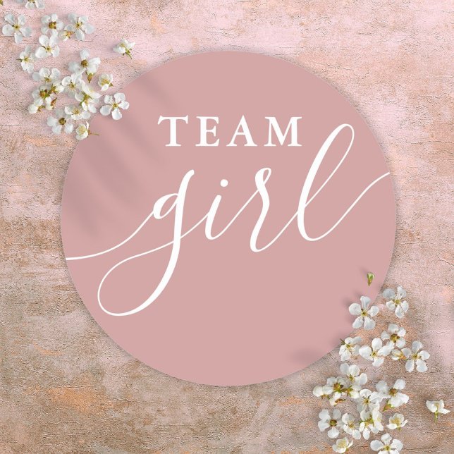 Team Girl Dusty Rose Pink Gender Reveal Voting Classic Round Sticker (Team Girl Dusty Rose Pink Gender Reveal Voting Classic Round Sticker)