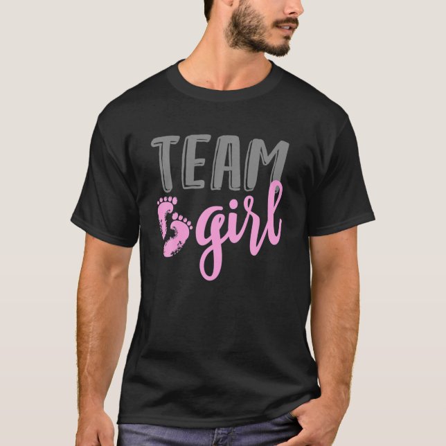 Team Girl Gender Reveal Baby Shower T-Shirt (Front)