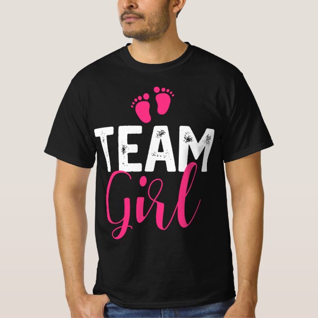 Team Girl Gender Reveal Baby Shower T-Shirt (Front)