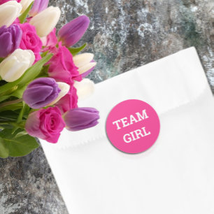 Team Girl Gender Reveal Classic Round Sticker