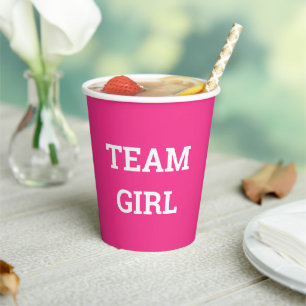 Team Girl Gender Reveal Paper Cups