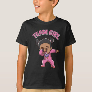 Team Girl Gender Reveal Party Dabbing Black Baby T-Shirt