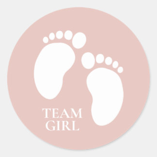 Team Girl Gender Reveal Party Game Decoration Classic Round Sticker