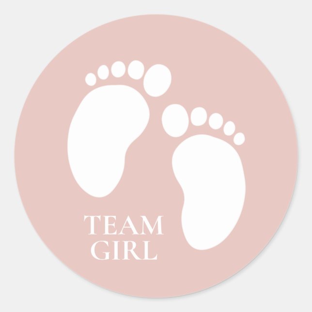 Team Girl Gender Reveal Party Game Decoration Classic Round Sticker (Front)