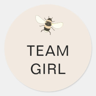 Team Girl Gender Reveal Party Vote Bee Classic Round Sticker