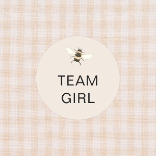 Team Girl Gender Reveal Party Vote Bee Classic Round Sticker