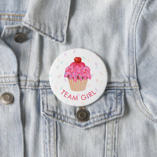 Team Girl Gender Reveal Party Vote Cupcake  7.5 Cm Round Badge