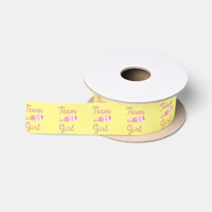 Team Girl Gender Reveal Rattle Satin Ribbon