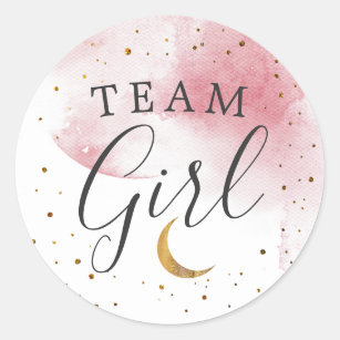 Team Girl Gender Reveal Twinkle Little Star Voting Classic Round Sticker