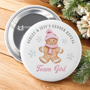 Team Girl Gingerbread Gender Reveal Party 6 Cm Round Badge