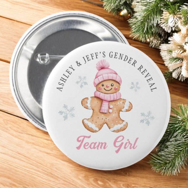 Team Girl Gingerbread Gender Reveal Party 6 Cm Round Badge (Creator Uploaded)