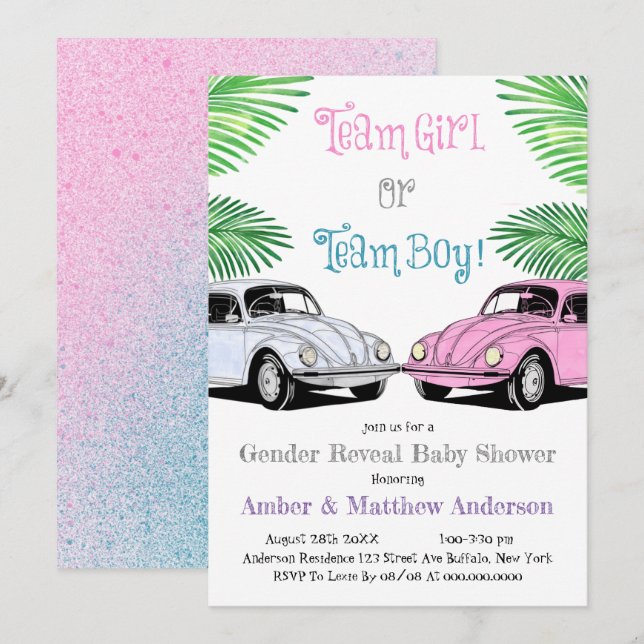 Team Girl Or Team Boy Gender Reveal Baby Shower  (Front/Back)