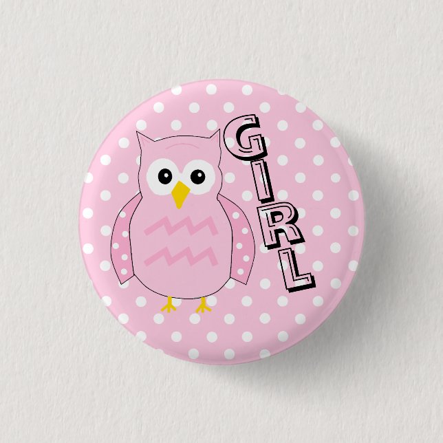 Team Girl Owl Baby Shower Game 3 Cm Round Badge (Front)