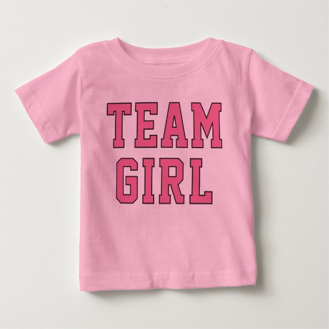 Team Girl Pink Baby Gender Reveal Party Baby T-Shirt (Front)