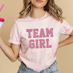 Team Girl Pink Varsity Gender Reveal Womens T-Shirt