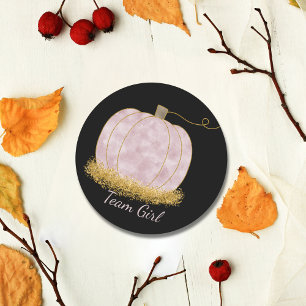 Team Girl Pumpkin Gender Reveal Party Vote  Classic Round Sticker