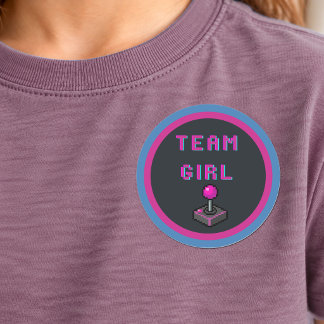 Team Girl Retro Arcade Gender Reveal Party Sticker
