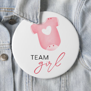 Team Girl Wear What Will Baby Be Guess Pink White 6 Cm Round Badge