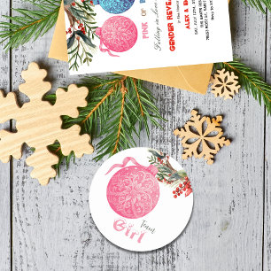 Team Girl Winter Gender Reveal Party Sticker