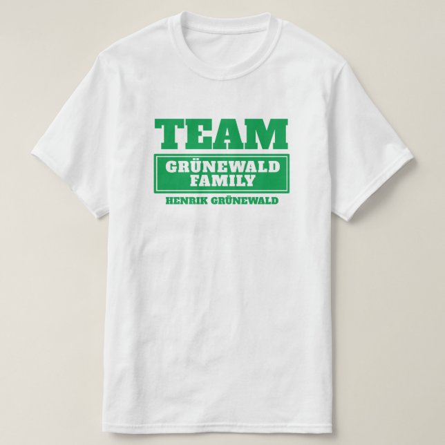 Team green personalised family or group t-shirt (Design Front)