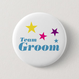 Team groom 6 cm round badge