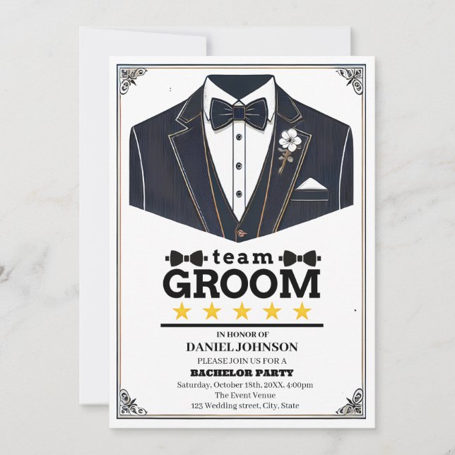 Team Groom Bachelor Party Invitation (Front)