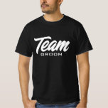 Team Groom black and white wedding party game T-Shirt<br><div class="desc">Team Groom black and white wedding party game T-Shirt. Custom black and white tee for groom and groomsmen. Stylish hand lettering design for bachelor party games and more. Available in other cool colours too. Create them for your group of friends, guests, squad, crew, best man, groomsman etc. Also for bridal...</div>