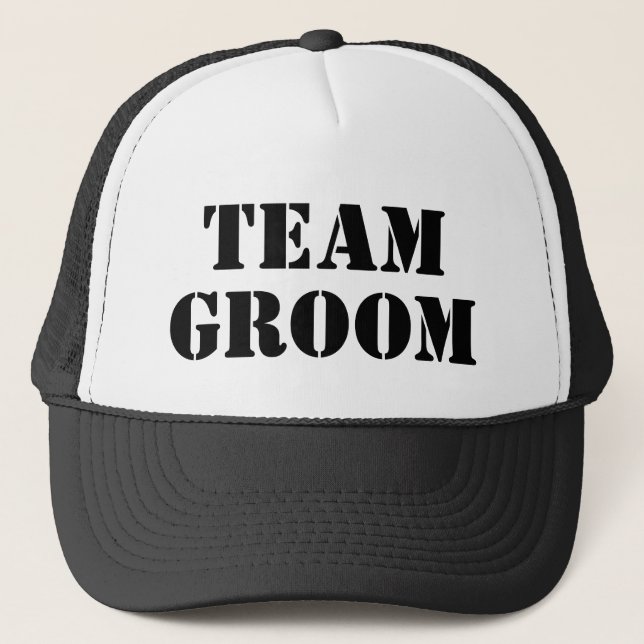 TEAM GROOM black bachelor party trucker hats (Front)