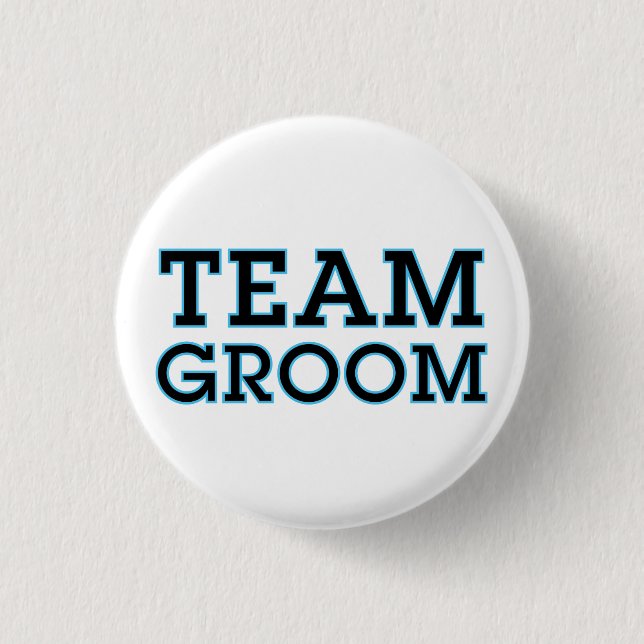 Team Groom Blue Outline 3 Cm Round Badge (Front)