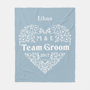 Team Groom custom monograms & year wedding blanket