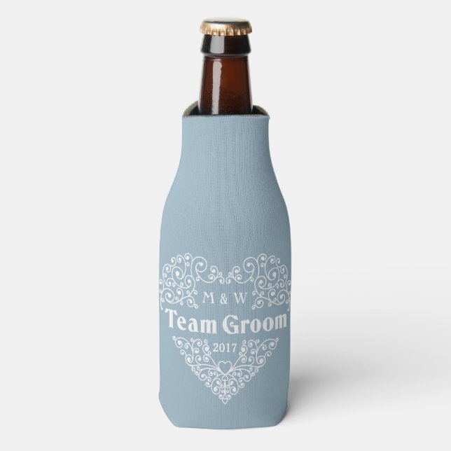 Team Groom custom text bottle cooler (Bottle Front)
