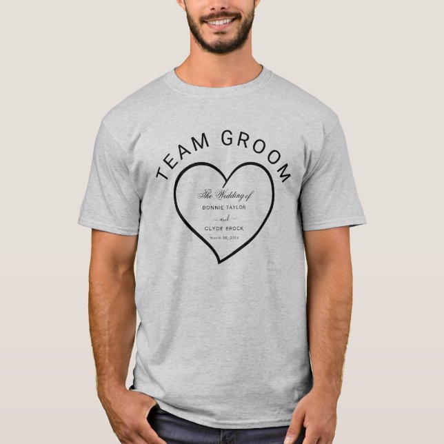Team Groom Custom Text Stylish Wedding T Shirt (Front)