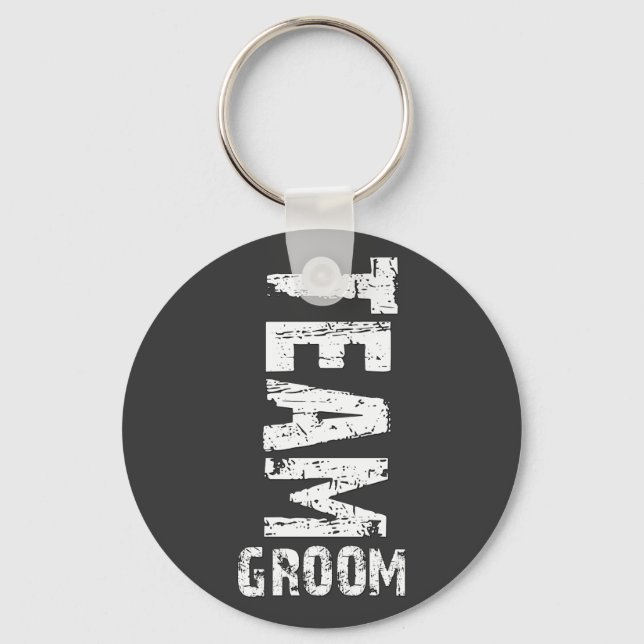 Team Groom Extra Large Grunge Text Key Ring (Front)